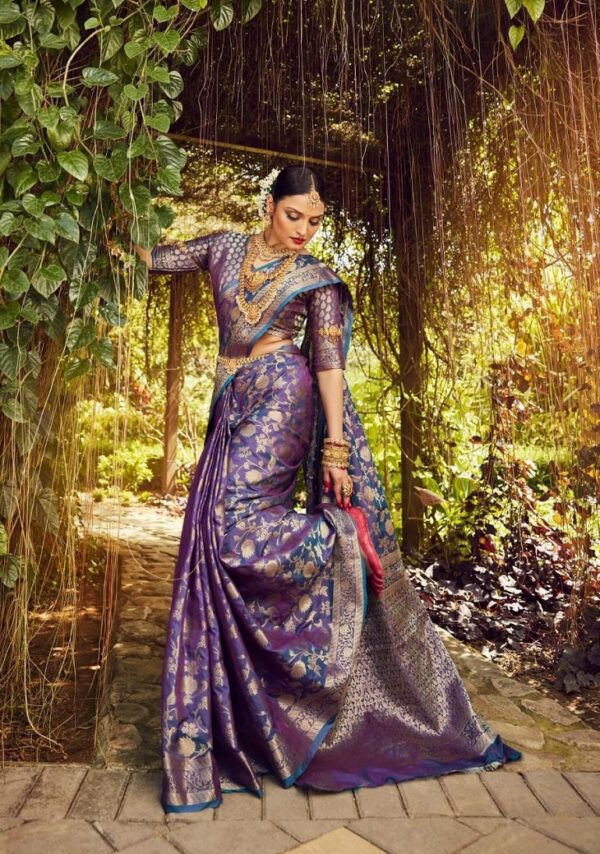 Beautiful Art Silk Jacquard Border Saree With Unstitched Running Blouse For Women Wedding Wear Party - Image 2