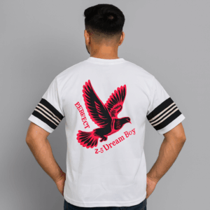 WHITE DOWN SHOULDER T-SHIRT ROUND NECK