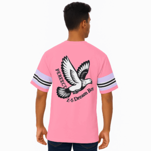 LIGHT PINK DOWN SHOULDER T-SHIRT ROUND NECK