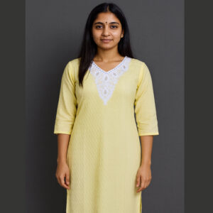 light pastel yellow Long Kurti