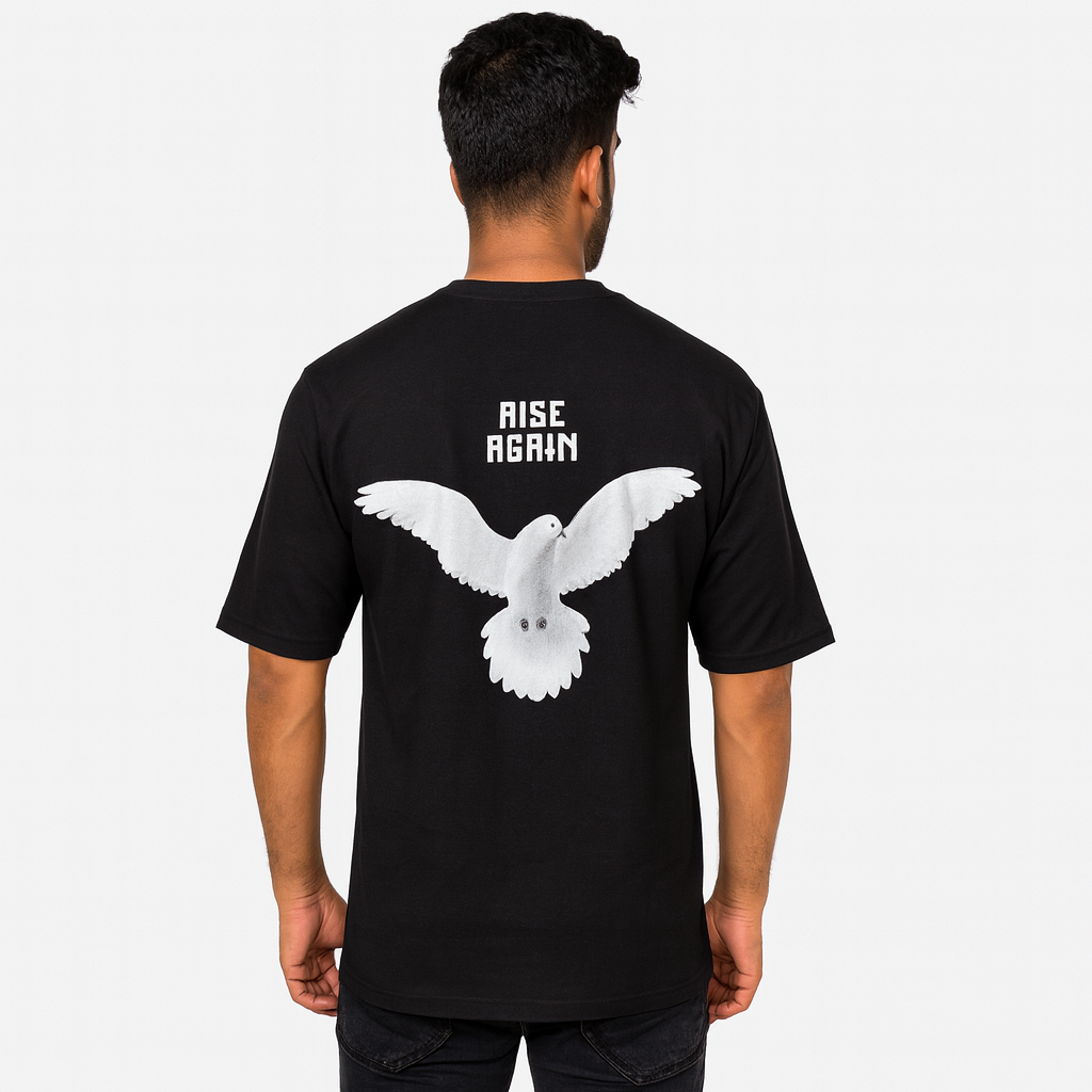 DOWN SHOULDER T-SHIRT ROUND NECK BLACK