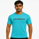 Turquoise Blue Casual Graphic T-shirt Round Neck