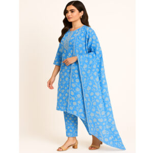 Sky Blue 3 piece suit Kurti + Pant + Dupatta