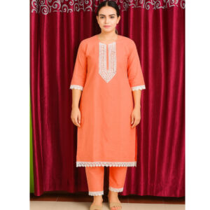 soft coral peach 2 piece suit top and bottom