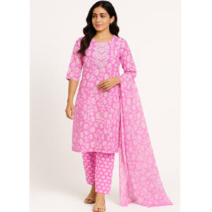 Baby Pink 3 piece suit Kurti + Pant + Dupatta
